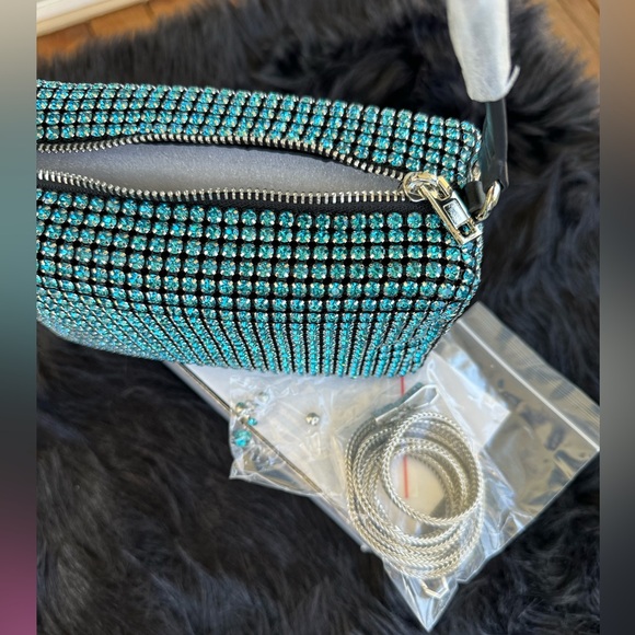 Rhinestone purse crossbody Lake Blue NWT - Picture 9 of 11